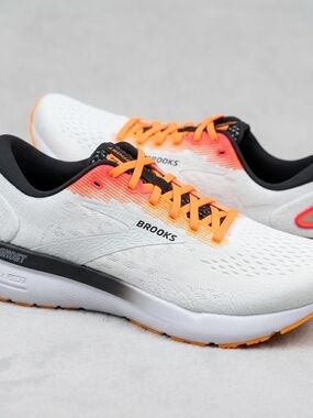 Brooks Men's Ghost 16 Running Shoes - White/Illusion/Coral - Size 12